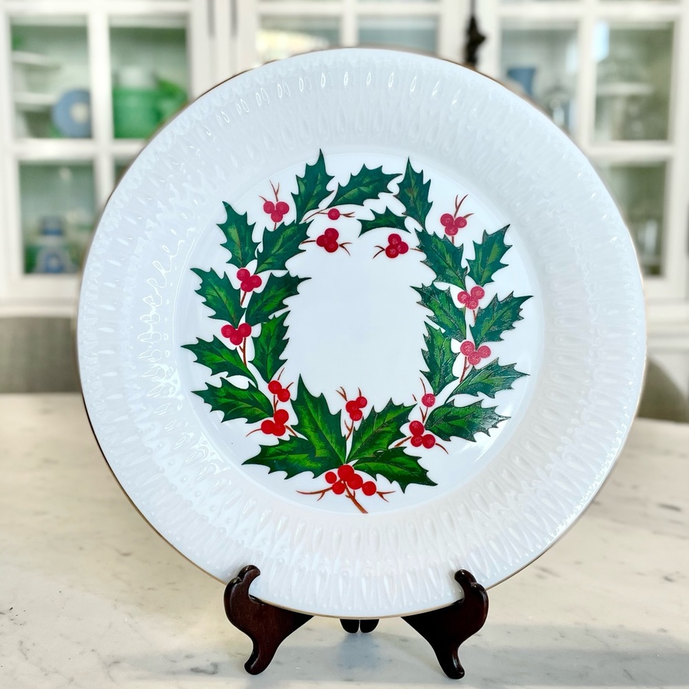 Vintage MCM Christmas Holly Platter Plate made in Japan